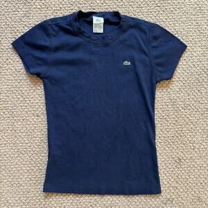 vintage y2k 2000s lacoste navy womens t shirt medium france designer preppy
